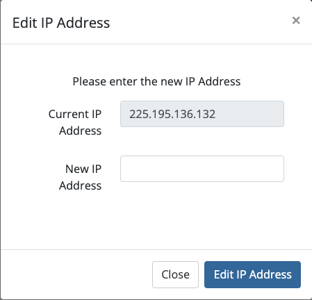 Enter new IP address form