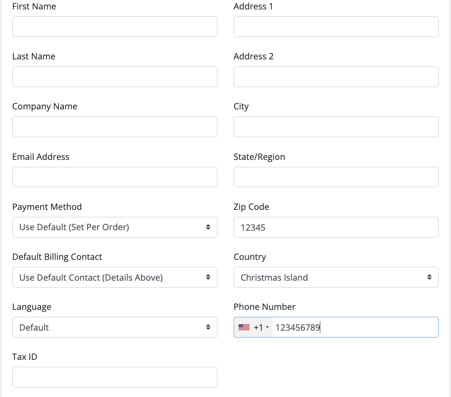 Tax ID input field