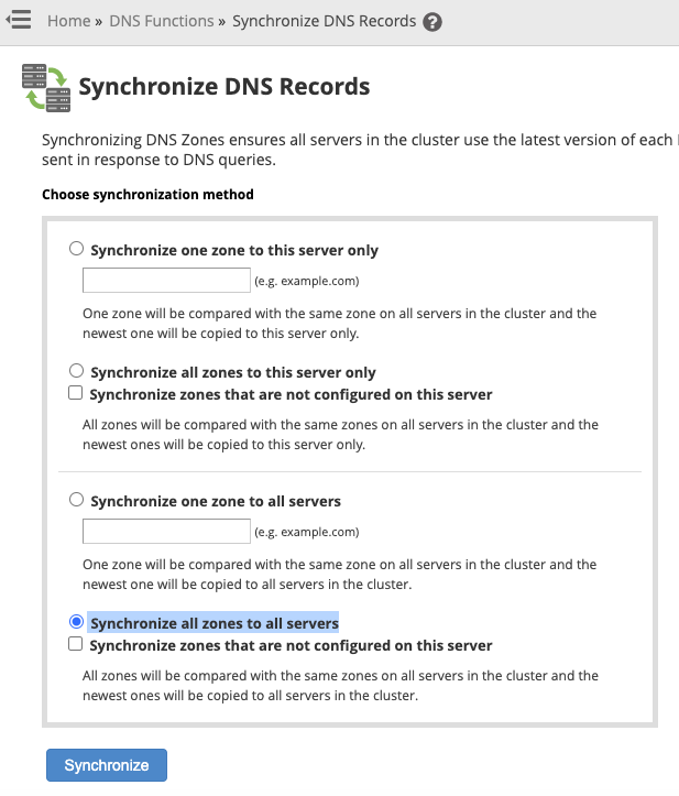 Synchronize DNS Records